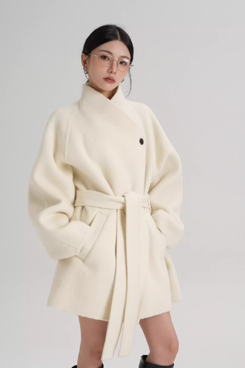 Mid Length Belted Wool Coat