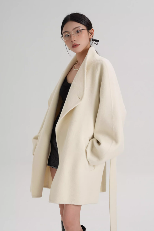 Mid Length Belted Wool Coat