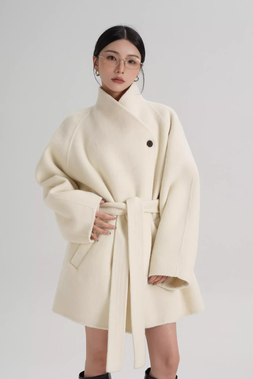 Mid Length Belted Wool Coat