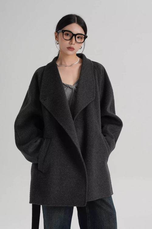 Mid Length Belted Wool Coat