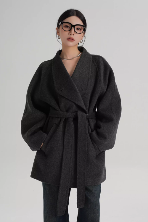 Mid Length Belted Wool Coat