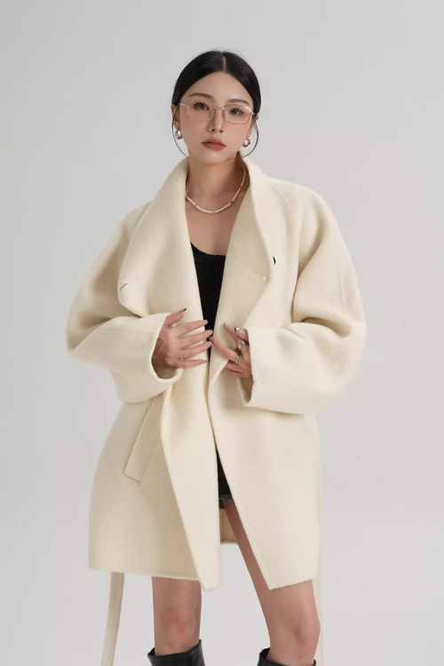 Mid Length Belted Wool Coat