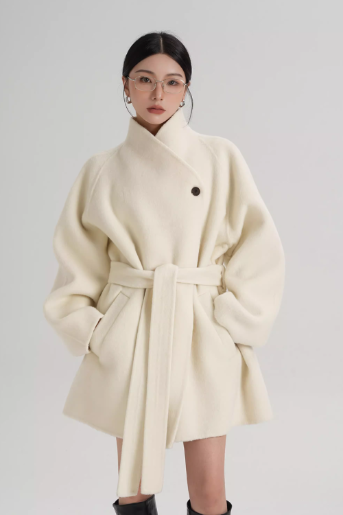 Mid Length Belted Wool Coat