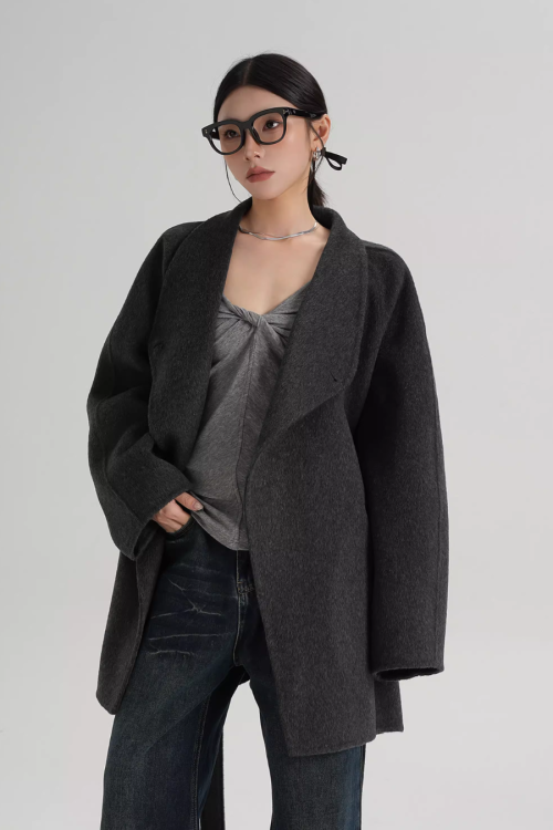 Mid Length Belted Wool Coat