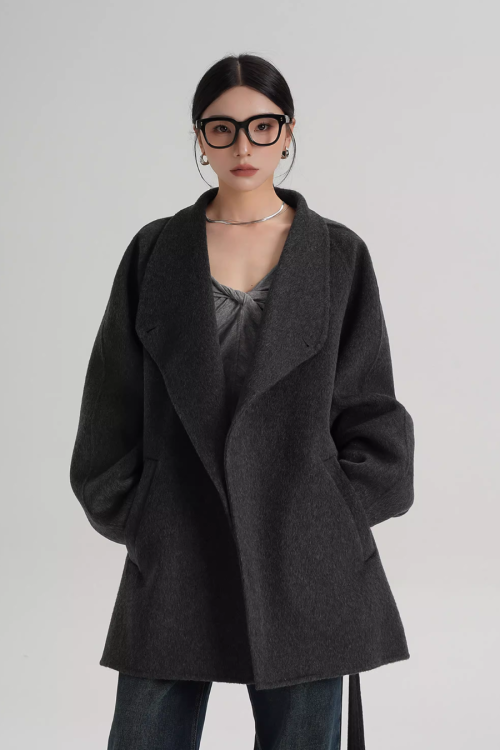 Mid Length Belted Wool Coat