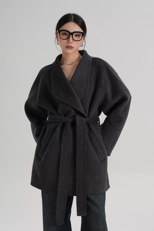Mid Length Belted Wool Coat