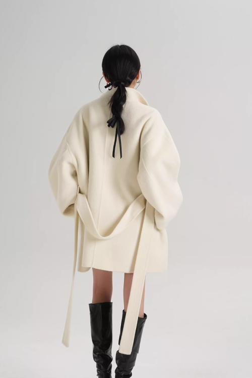 Mid Length Belted Wool Coat