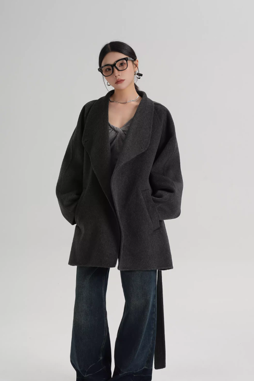 Mid Length Belted Wool Coat