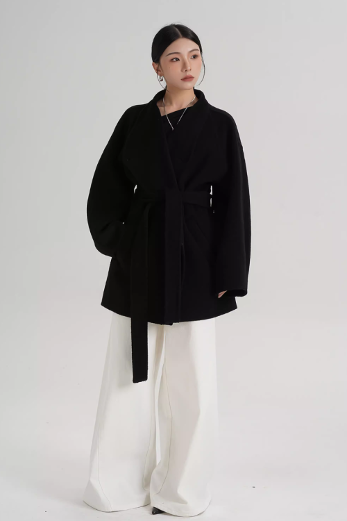 Mid Length Belted Wool Coat