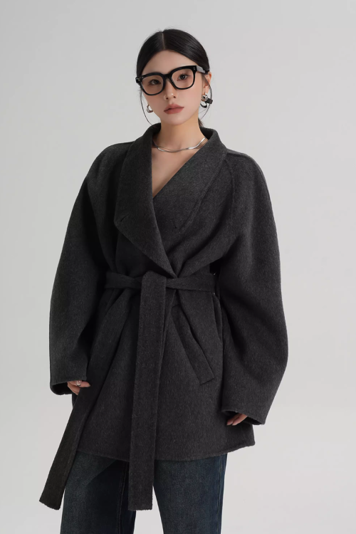 Mid Length Belted Wool Coat