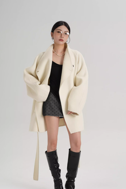 Mid Length Belted Wool Coat