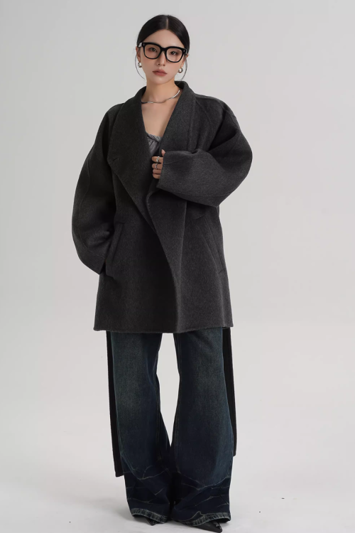 Mid Length Belted Wool Coat