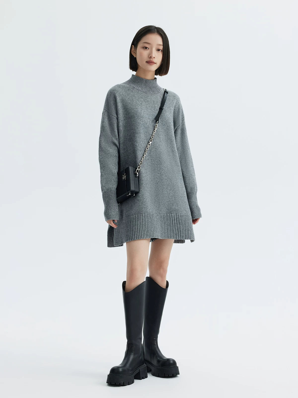 Mock Neck Knit Dress