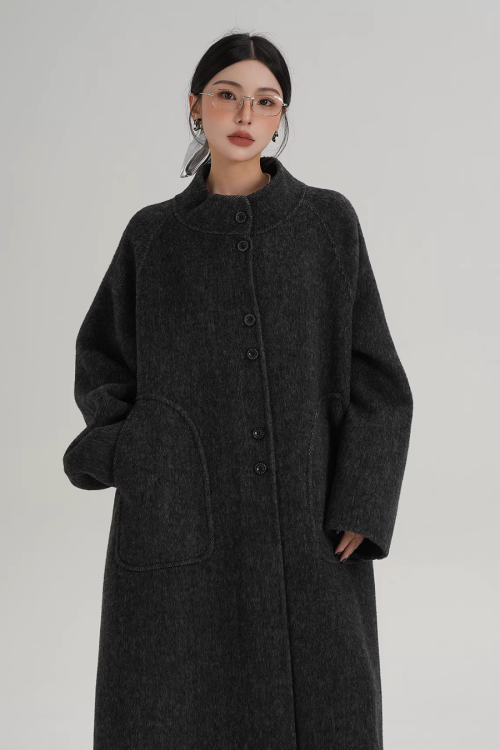 Mock Neck Long Coat