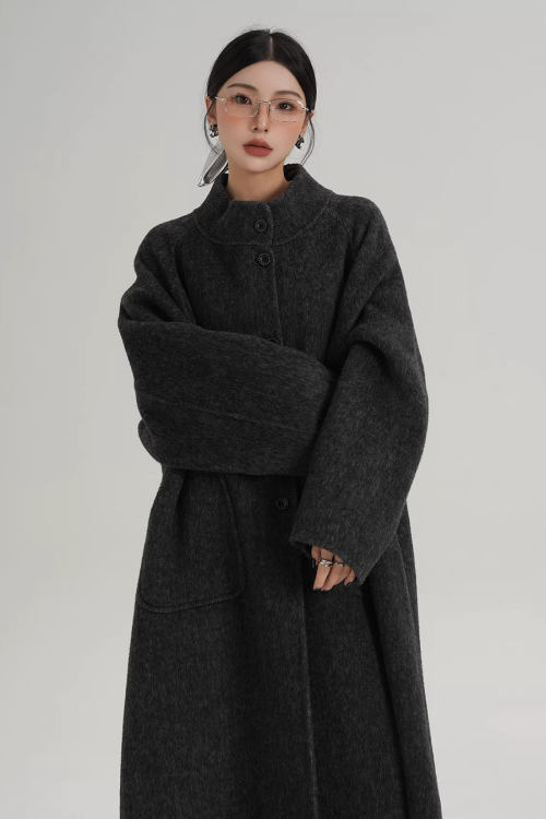 Mock Neck Long Coat