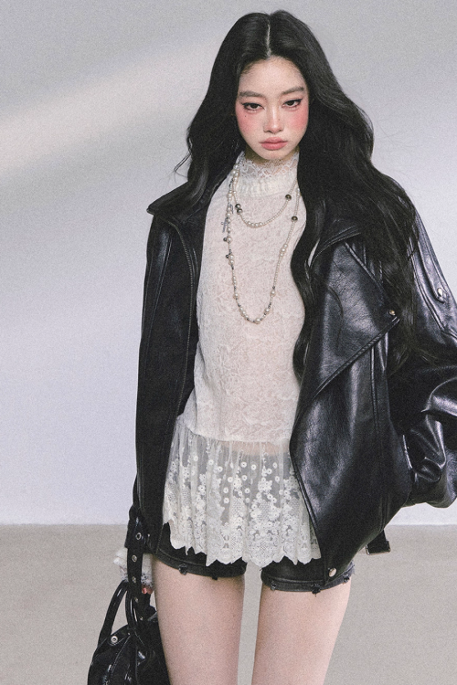 Mock neck Long Sleeve Hollow Top