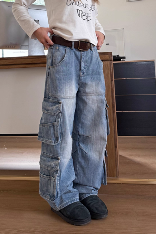 Multi Pocket Denim Pants