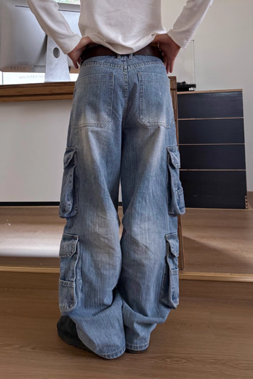 Multi Pocket Denim Pants