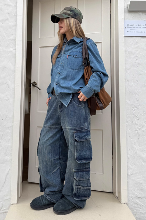 Multi Pocket Denim Pants