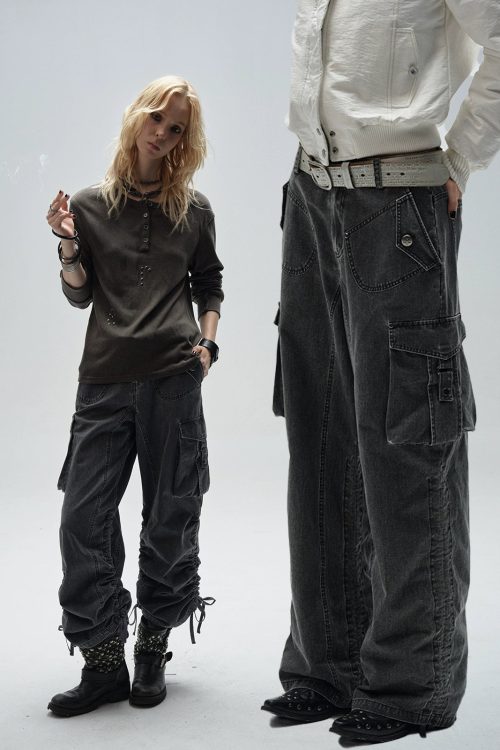 Multi Pocket Washed Cargo Pants