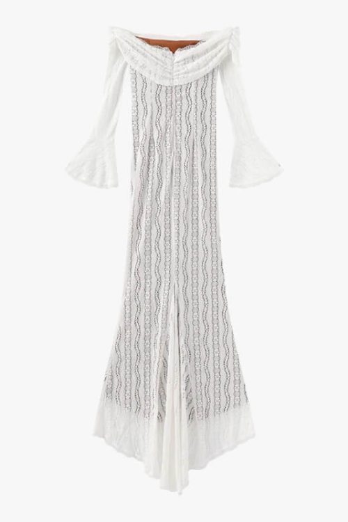 Off-Shoulder Lace Maxi Dress