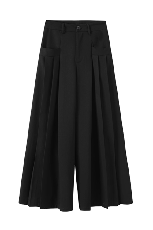 One-Shoulder Border Top / Wide Silhouette Pants