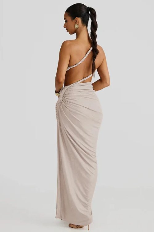 One Shoulder Ruched Maxi Dress