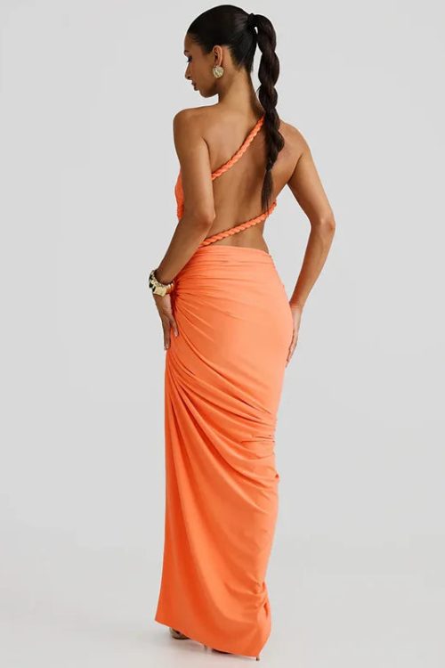 One Shoulder Ruched Maxi Dress