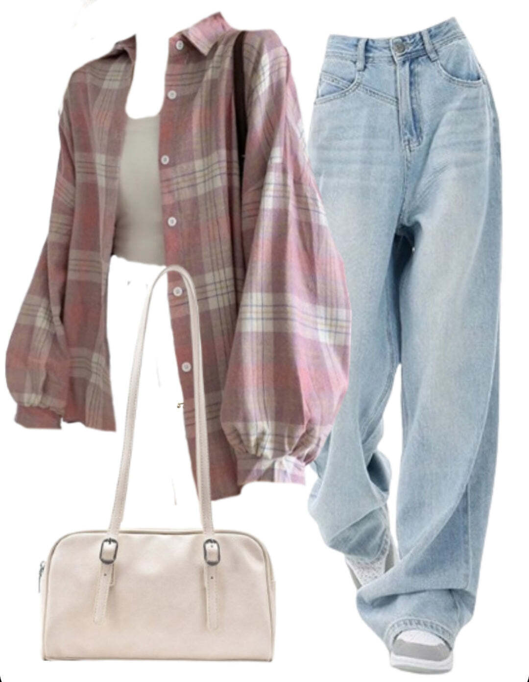 OOTD: Loose Blouse + Boyfriend Jeans + Pu Leather Shoulder Bag