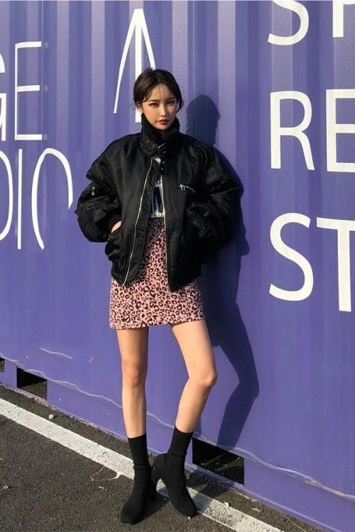 Oversize Zip Up Vintage Bomber Jacket