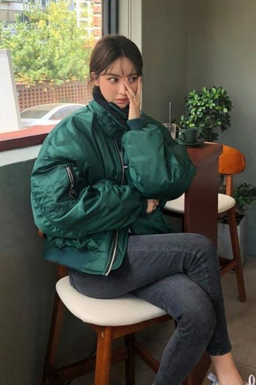 Oversize Zip Up Vintage Bomber Jacket