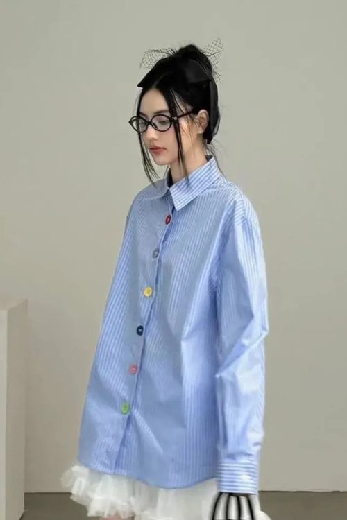 Oversized Stripe Button-Up Shirt