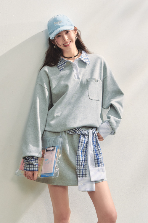 Paid Collar Polo Knit / Mini Skirt