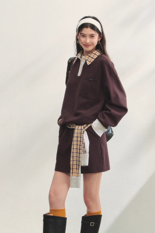 Paid Collar Polo Knit / Mini Skirt