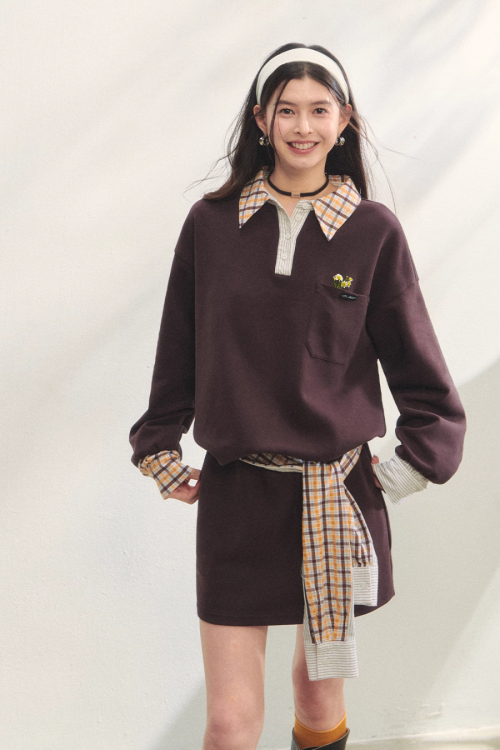Paid Collar Polo Knit / Mini Skirt