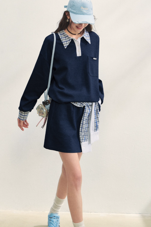 Paid Collar Polo Knit / Mini Skirt