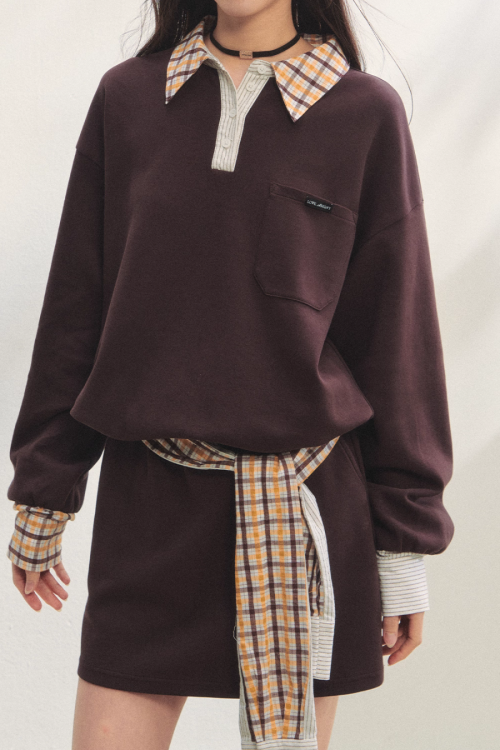 Paid Collar Polo Knit / Mini Skirt