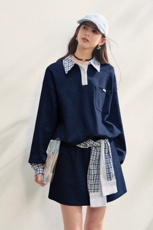 Paid Collar Polo Knit / Mini Skirt