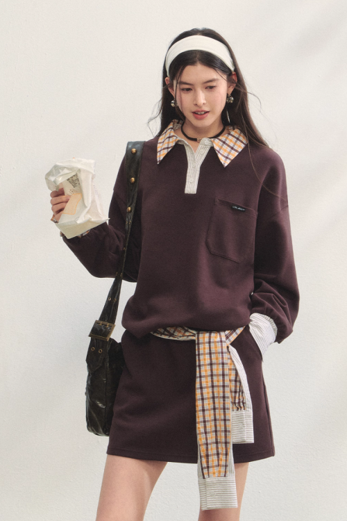 Paid Collar Polo Knit / Mini Skirt