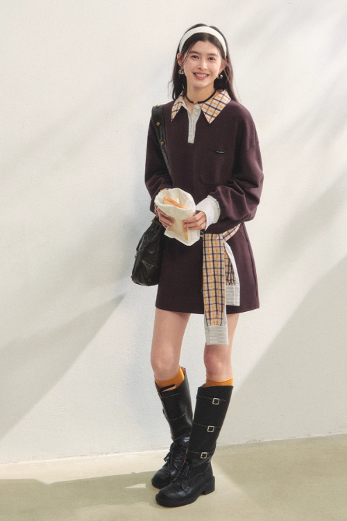 Paid Collar Polo Knit / Mini Skirt