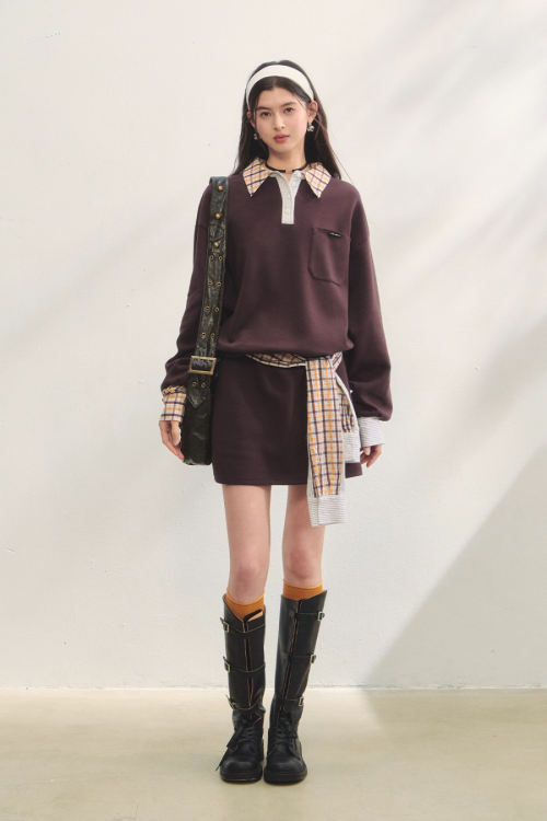 Paid Collar Polo Knit / Mini Skirt
