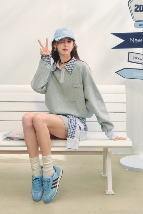 Paid Collar Polo Knit / Mini Skirt