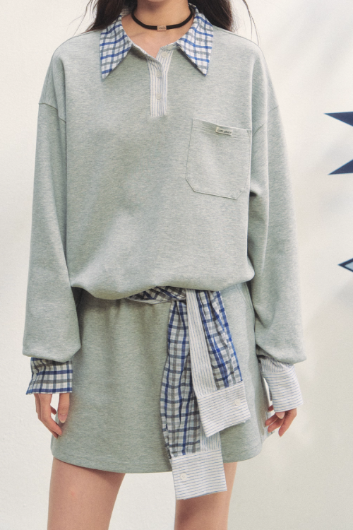 Paid Collar Polo Knit / Mini Skirt