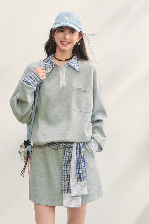 Paid Collar Polo Knit / Mini Skirt
