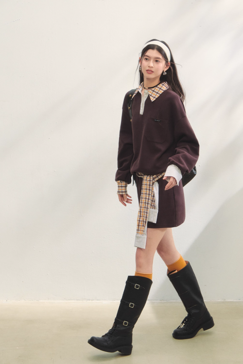 Paid Collar Polo Knit / Mini Skirt