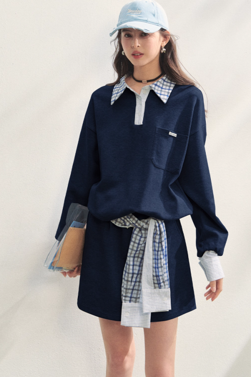 Paid Collar Polo Knit / Mini Skirt