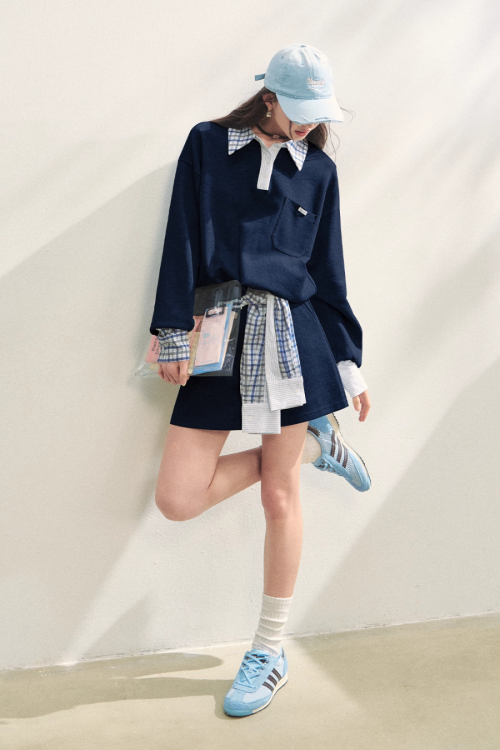 Paid Collar Polo Knit / Mini Skirt