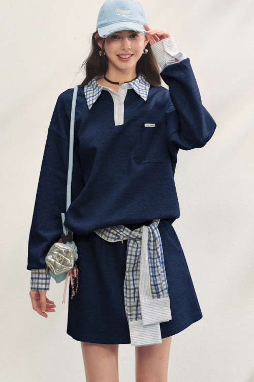 Paid Collar Polo Knit / Mini Skirt
