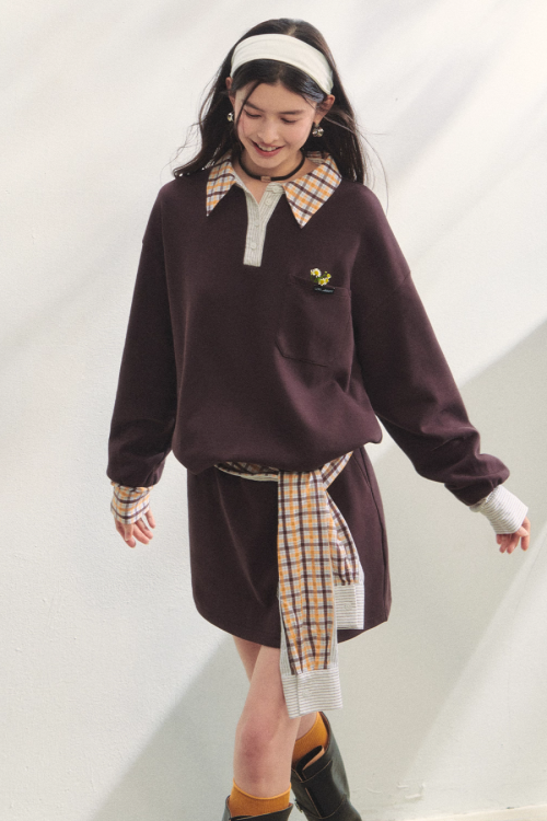Paid Collar Polo Knit / Mini Skirt