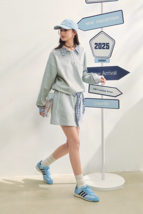 Paid Collar Polo Knit / Mini Skirt